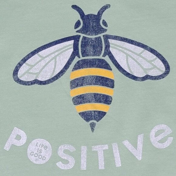 Life is Good Light Green Short Sleeve Crew Neck Bee 🐝Positive Tee - S - Picture 2 of 7